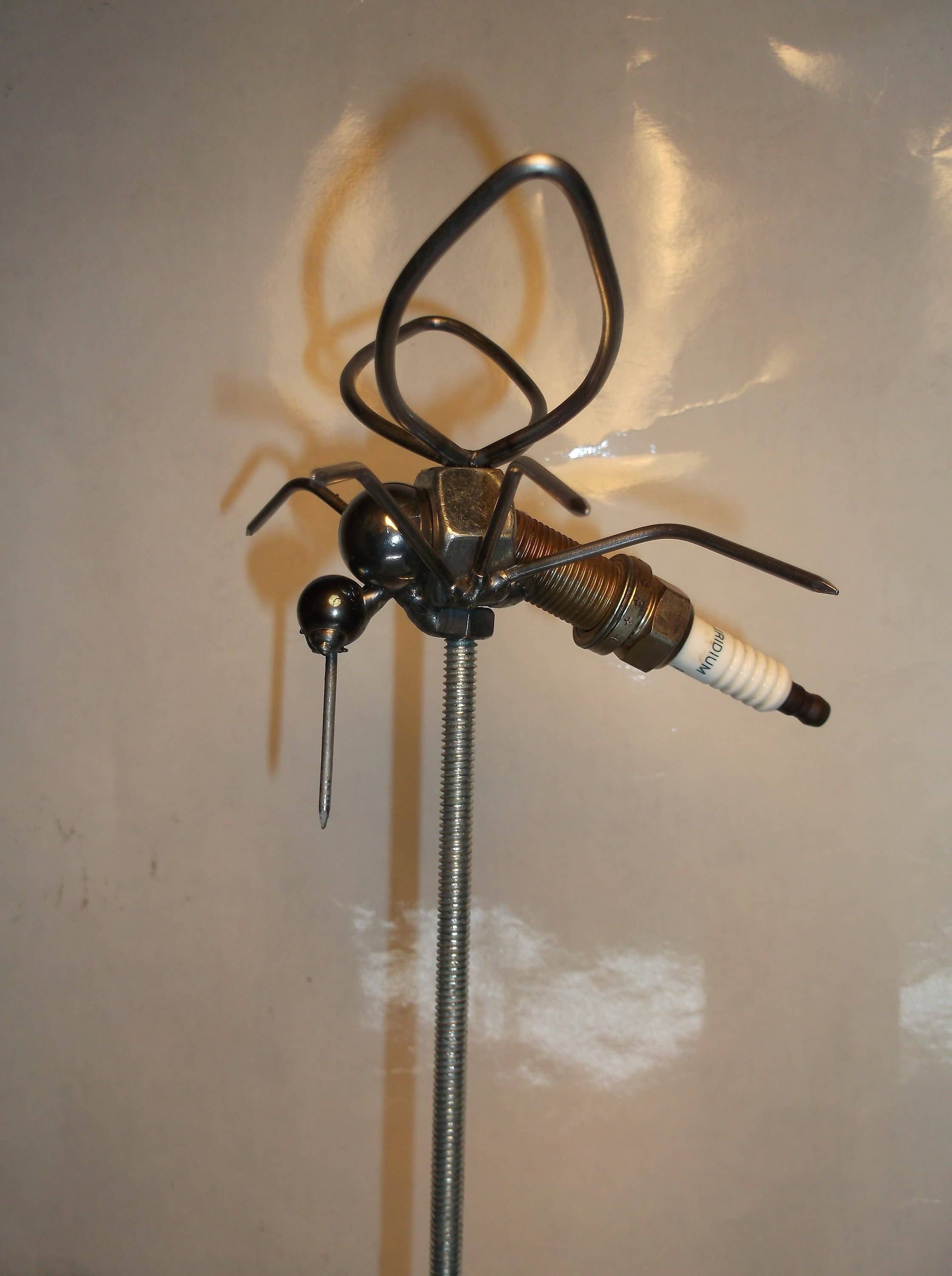 Creations Welded - Wholesale Garden/Lawn Stake - Mosquito Spark Plug Garden Stake, Metal Yard Art Insect1