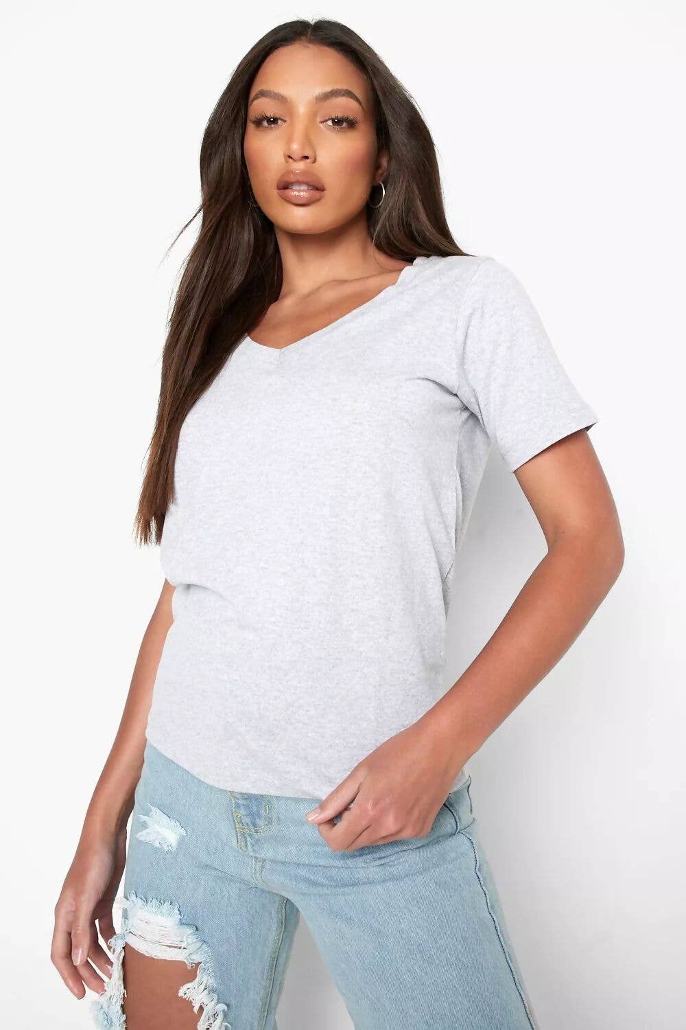 justyouroutfit – wholesale T-shirt – women's – BASIC V NECK TEE3