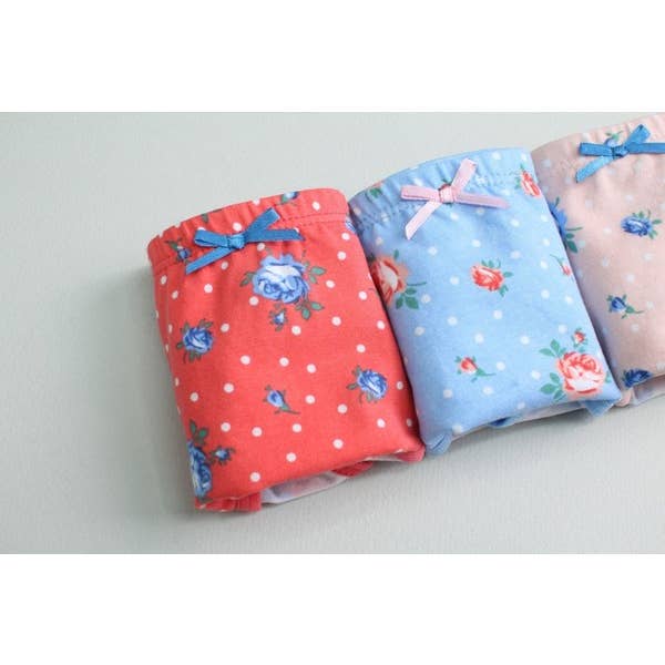 Red Flower Garden Girls Bikini Briefs 3 Pack Underwear for wholesale on Faire