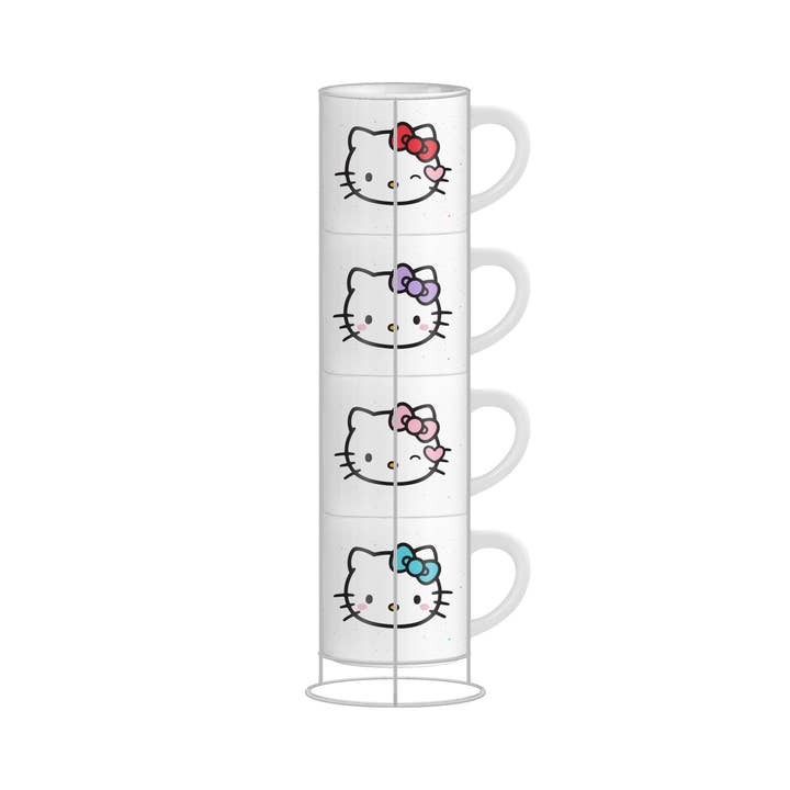 Silver Buffalo - Wholesale Coffee Mug - Hello Kitty 4pc Stacking Espresso Set with Wire Rack