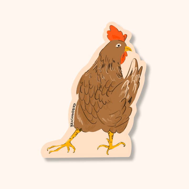 Brown Hen Vinyl Sticker | Illustrated Chicken Sticker for wholesale by Brush + Bird Paper Co.