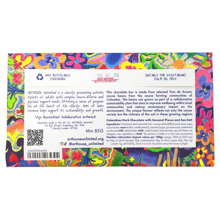 ARTHOUSE Unlimited - Wholesale Chocolate Bar - Joy Revolution, Dark Chocolate Bar with Caramel Pieces & Sea Salt1