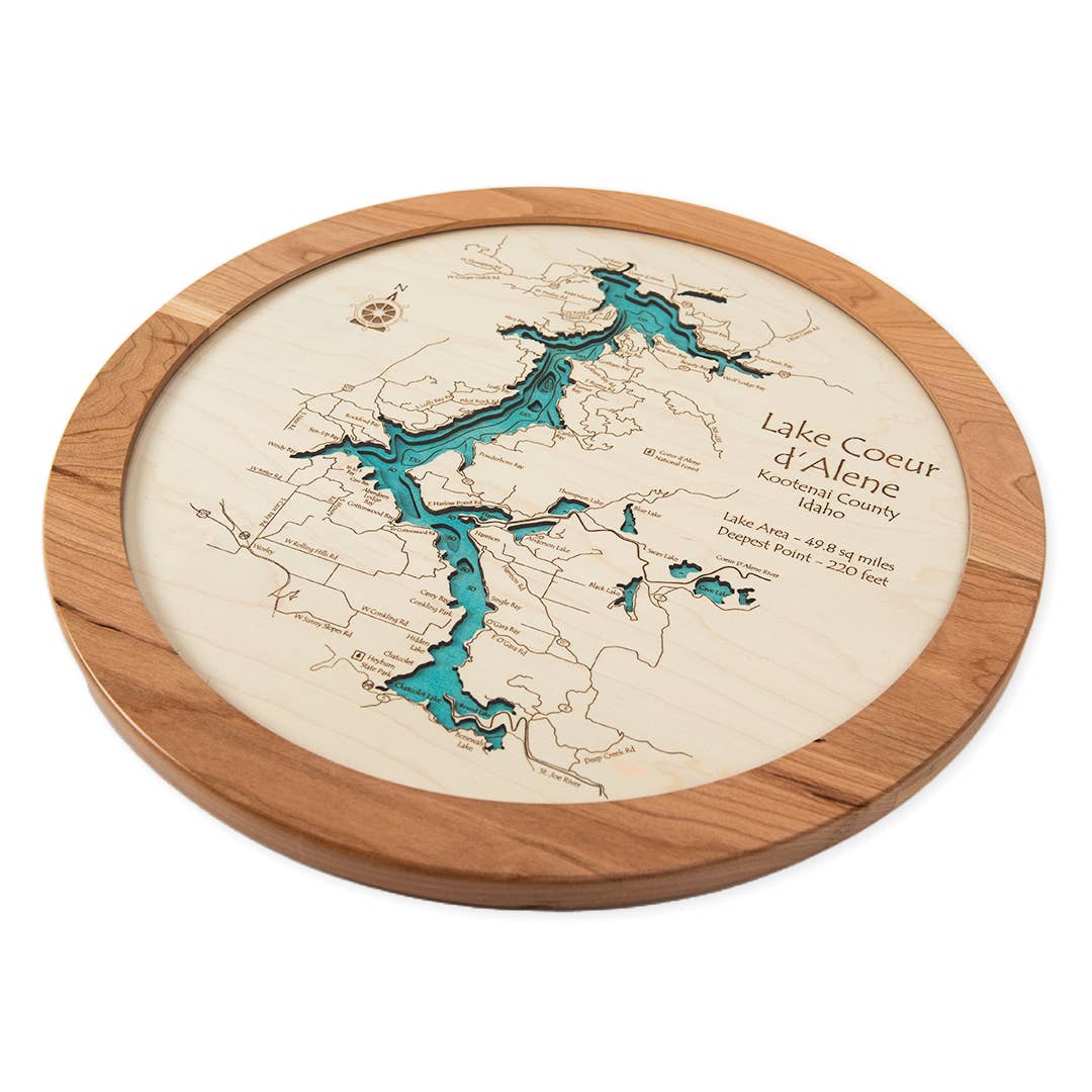 Lake Art - Wholesale Lazy Susan - Your Lake Here | 3D Wood Lazy Susan2