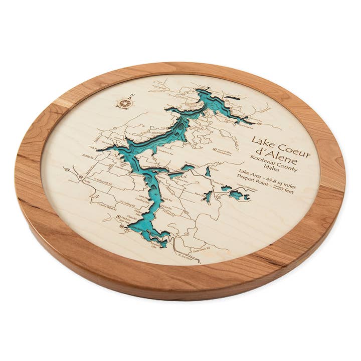 Lake Art - Wholesale Lazy Susan - Your Lake Here | 3D Wood Lazy Susan2