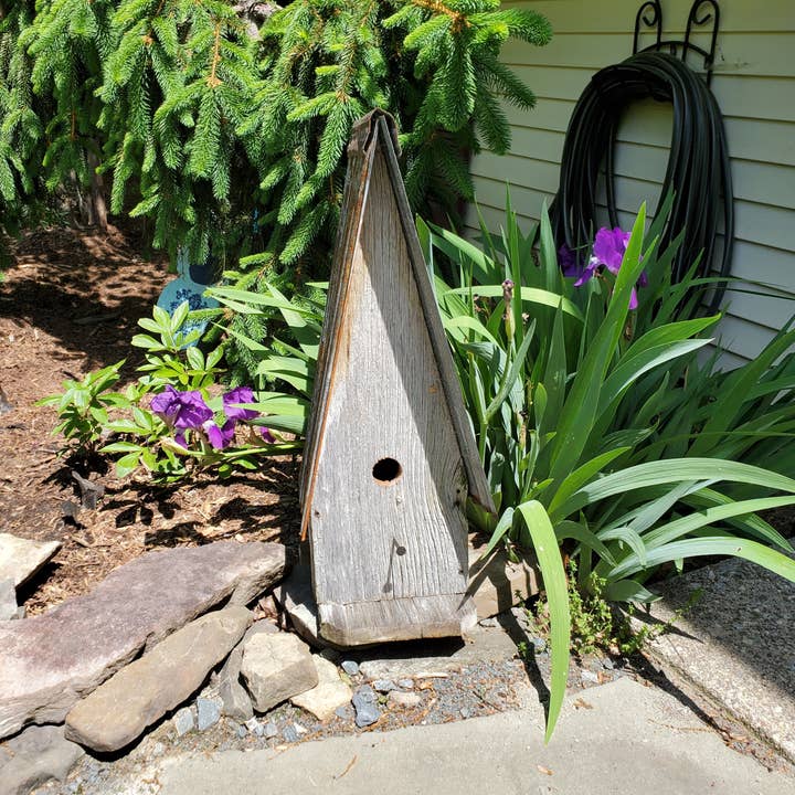 Flying Heart Threads - Wholesale Bird House - Rustic Reclaimed Barnwood and Metal Roof Shanty 2 sizes