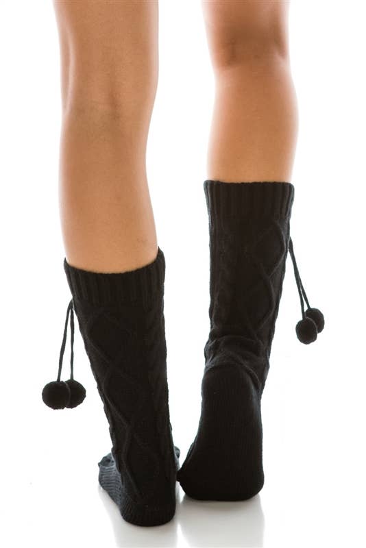Ivory Pom-Pom Knit Boot Socks (1 pair) for wholesale on Faire1