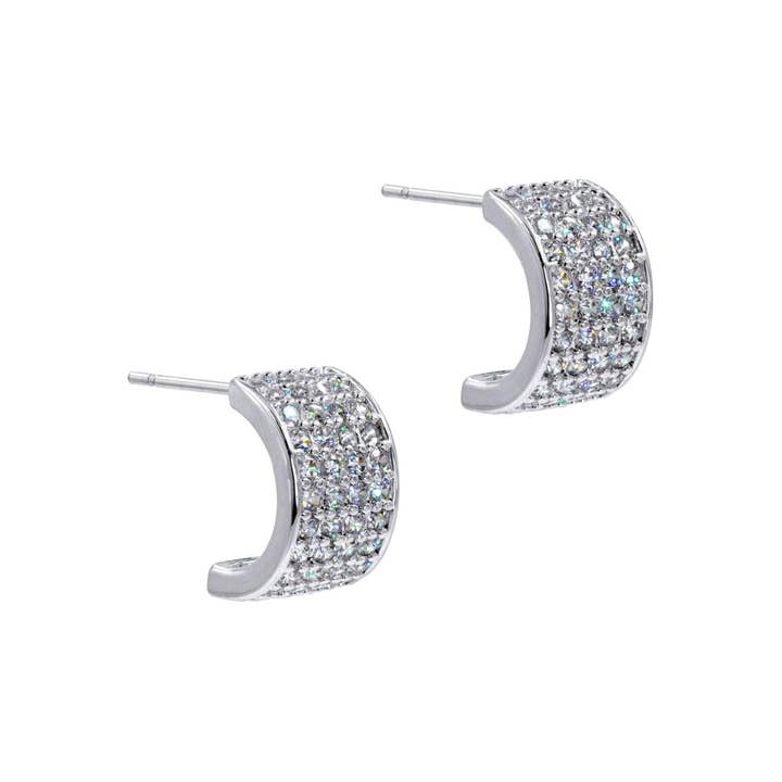 #17446 - Crescent Pavé Cubic Zirconia Earrings for wholesale by Bridal Store Jewelry