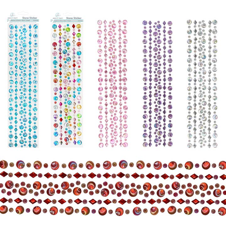 Iridescent Stone Stickers, Asstd. Shapes (4 colors avail.) for wholesale by Angels Craft