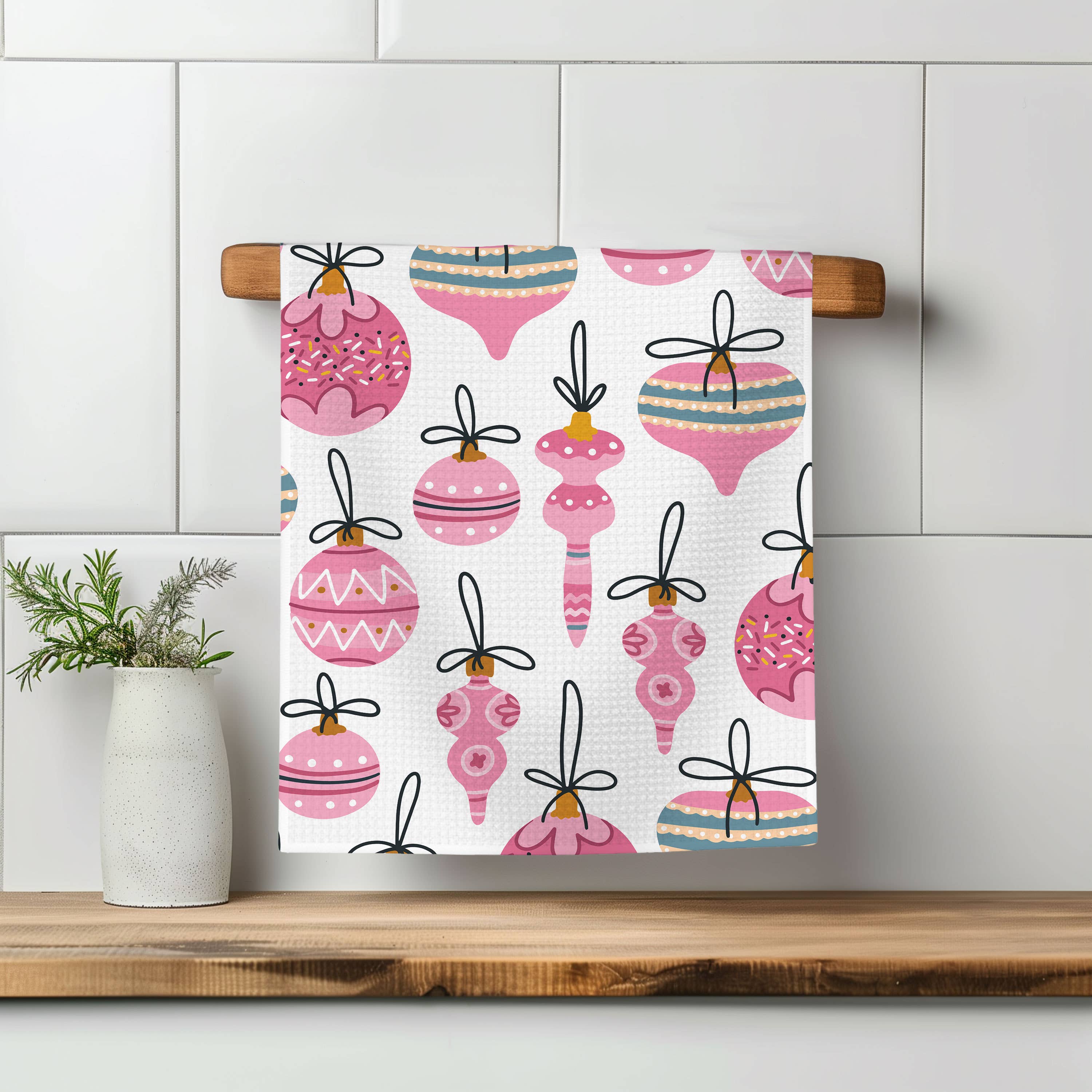 Canary Road - Wholesale Tea Towel - Pink Christmas Towel Holiday Home Decor Friday Preppy 1