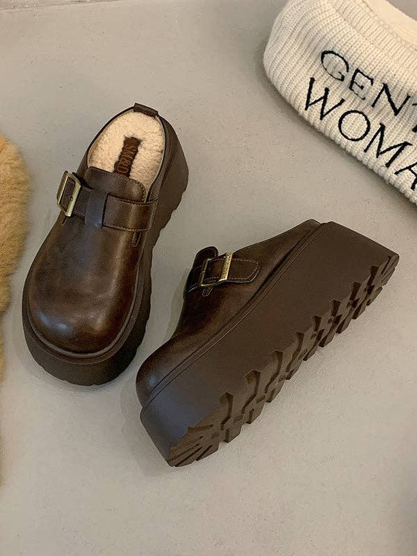 StyleGalX – wholesale Lågskor/mockasiner – Dam – Bältespänne Rundtå Delad Söm Loafers Platåskor Tofflor&Mules2