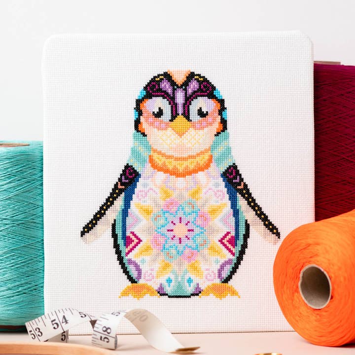 Mandala Penguin Cross Stitch Animal Sewing Craft Kit for wholesale by Meloca Designs
