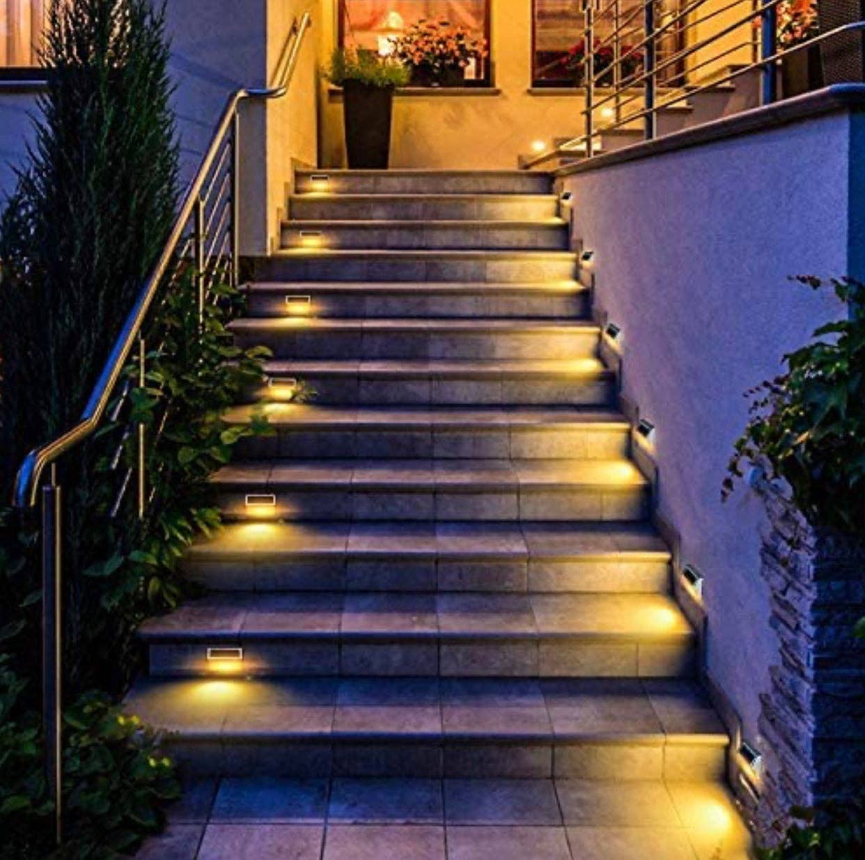 OutdoorSolarOutlet - Wholesale Outdoor/Lawn Light - 30 LED Solar Step Lights Outdoor【6 Pack-Warm White】Stainless Steel Bright Solar Deck And Stairs Lights1