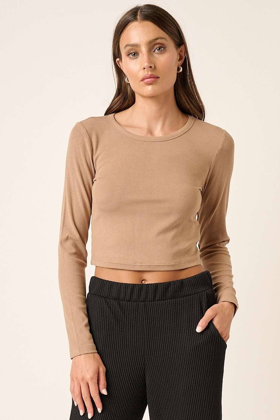 mittoshop - Wholesale Knit Top - Women's - BASIC CROP LONG SLEEVE KNIT TOP24