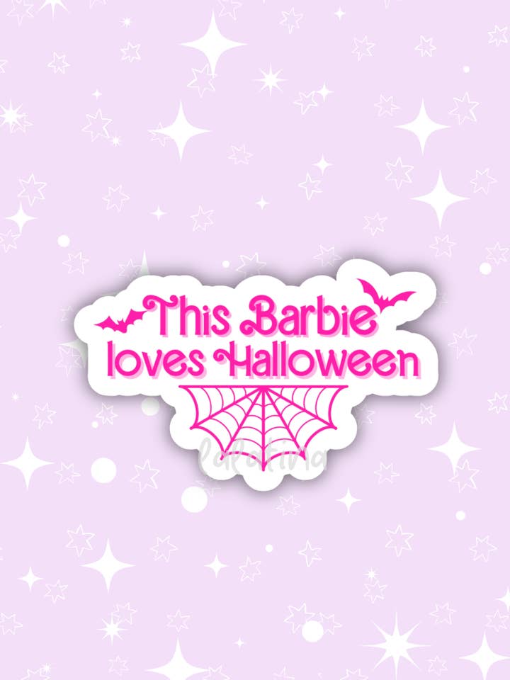 Deze barbie houdt van halloween-stickers, laptopstickers voor wholesale door Lalatina Shop