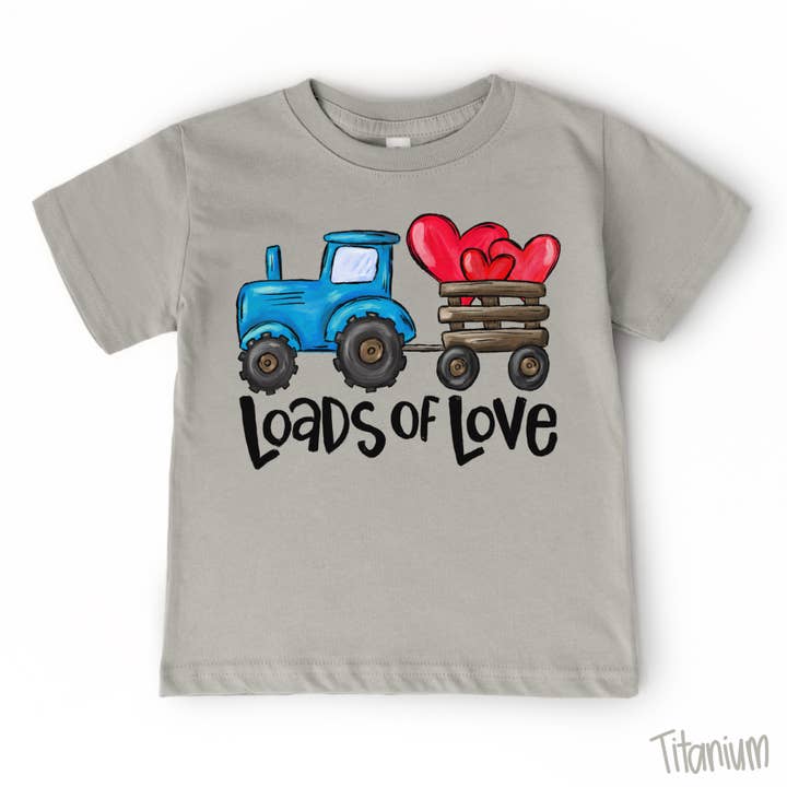 Loads of Love Tractor Valentine Boy Toddler Tee for wholesale by Painted Skies