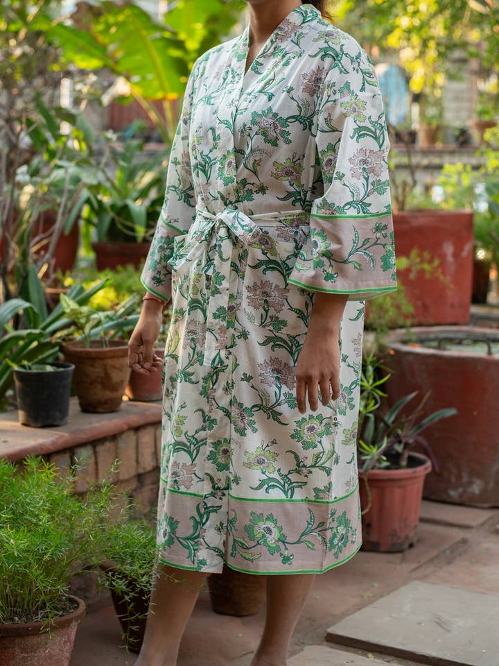 Crisantemo marfil KIMONO para venta al por mayor de Handprint