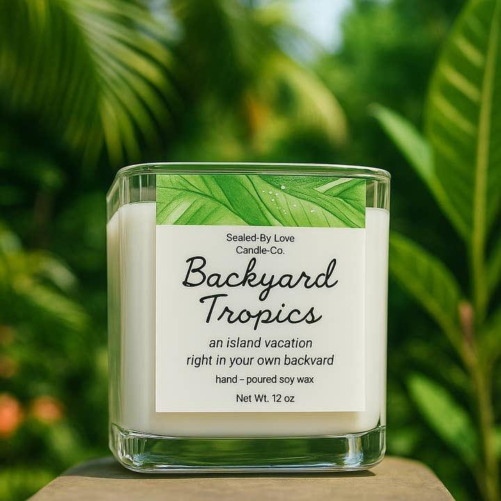 Backyard Tropics Candle for wholesale by Sealed By Love Candle Co.