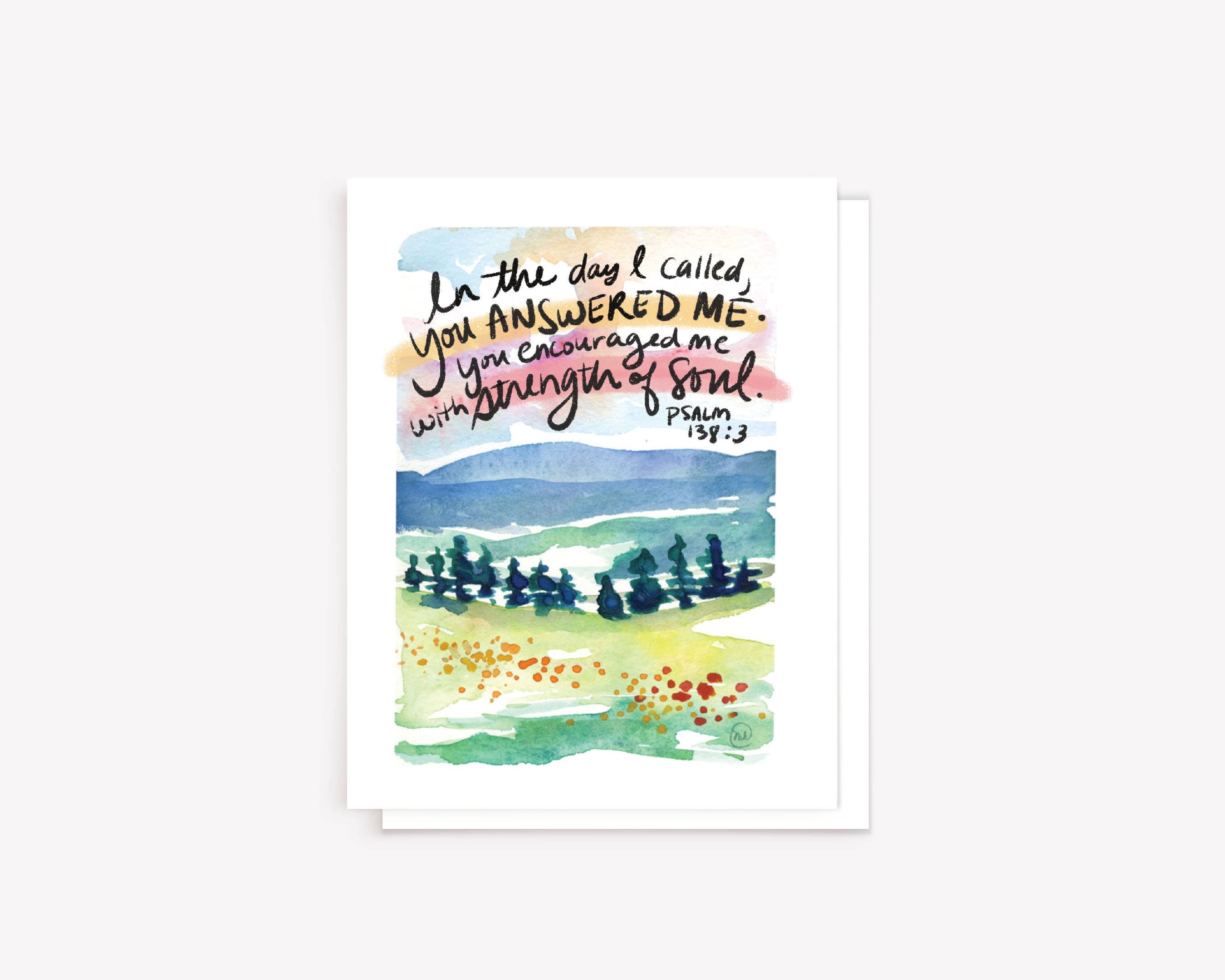 Marydean Draws - Wholesale Everyday Greeting Card - "Strength of Soul" Watercolor Bible Verse Greeting Card0