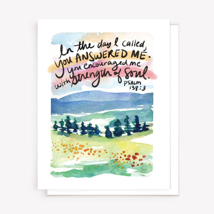 Marydean Draws - Wholesale Everyday Greeting Card - "Strength of Soul" Watercolor Bible Verse Greeting Card0