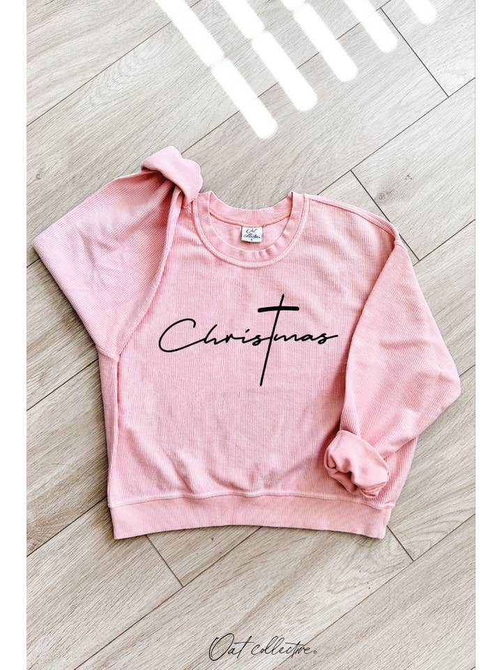 OAT COLLECTIVE - Wholesale Graphic Sweatshirt - Women's - CHRISTMAS Cropped Thermal Thermal Vintage Pullover