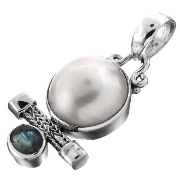 925 sterling silver clearance spinel white mabe pearl sterling pendant, ! 1" for wholesale by FifiRose