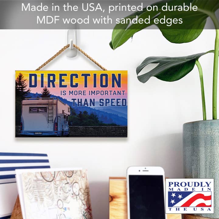 Conimar Promotions - Wholesale Sign - "Direction" Hanging Wood Wall Sign 9.5" x 5.75" 3