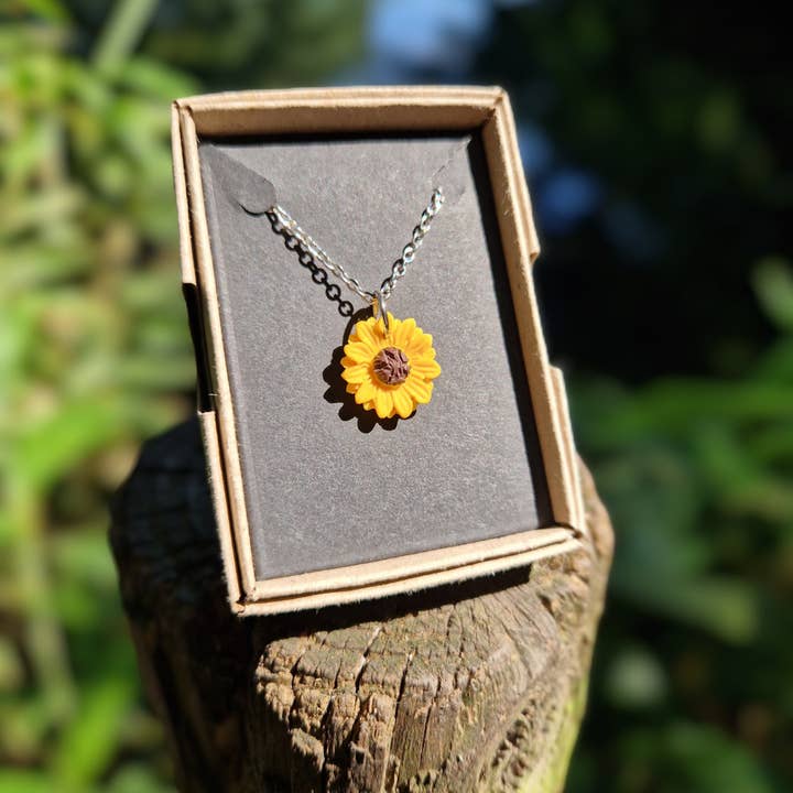 Sunflower Hypoallergenic Polymer Clay 20" Necklace Boxed for wholesale by Green Grove Designs