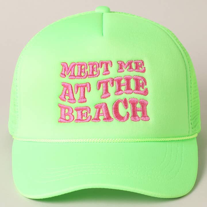 Fashion City - Vente Casquette de camionneur – femme - Casquette arrière en maille brodée Meet Me At Beach1