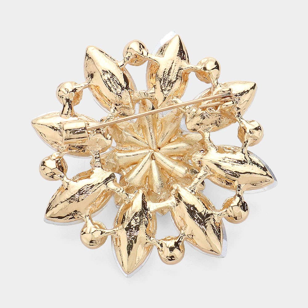 Sensibling Corp. - Wholesale Brooch - Marquise Stone Accented Flower Pin Brooch
4