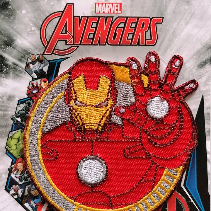 red Marvel Avengers Iron Man Comic Hand Sew-On Patch for wholesale on Faire1