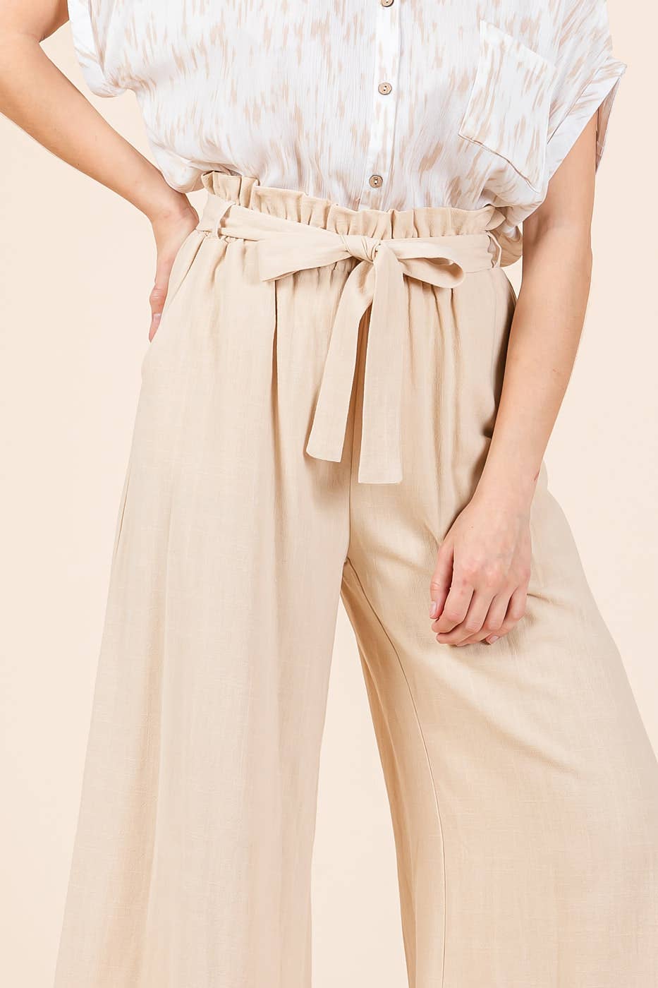 mittoshop - Wholesale Pants - Women's - PAPER BAG TIE DETAIL WIDE LEG PANTS35