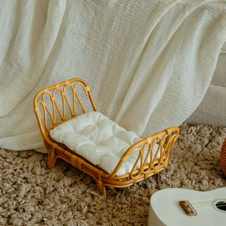 Little Tijn - BohoPanna NL - Wholesale Doll Accessory Kit - Kids - Rattan Doll Bed - Baby Doll Crib