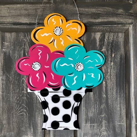 Steel Southern Designs - Wholesale Door Hanger - Outdoor Metal Art Flowers in Pot0