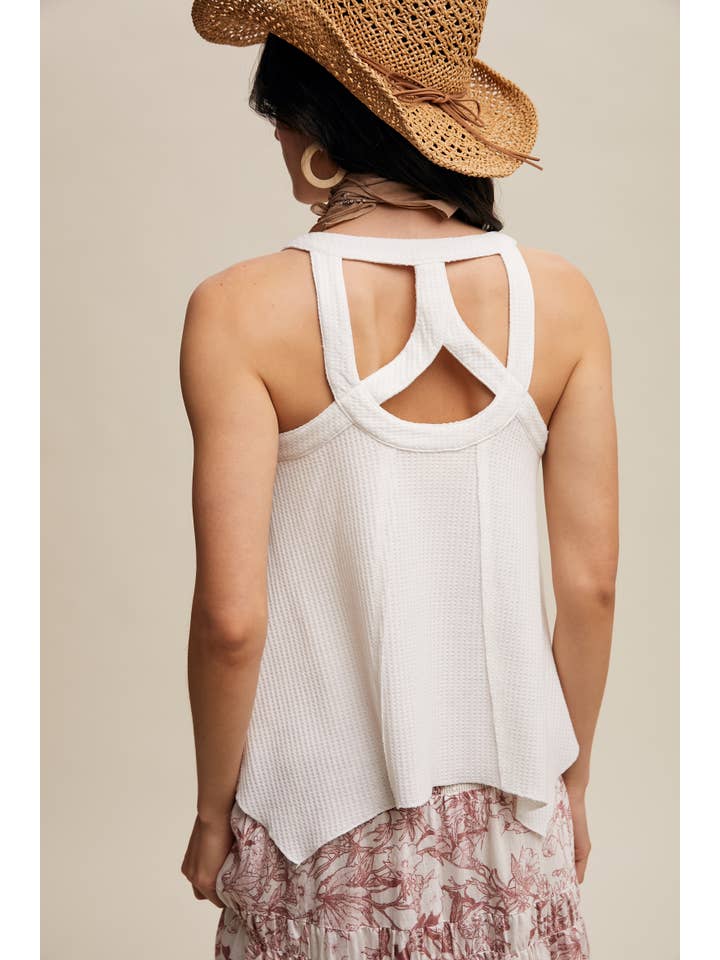Listicle - Wholesale Tank Top - Women's - Waffle Knit Button Front Tank