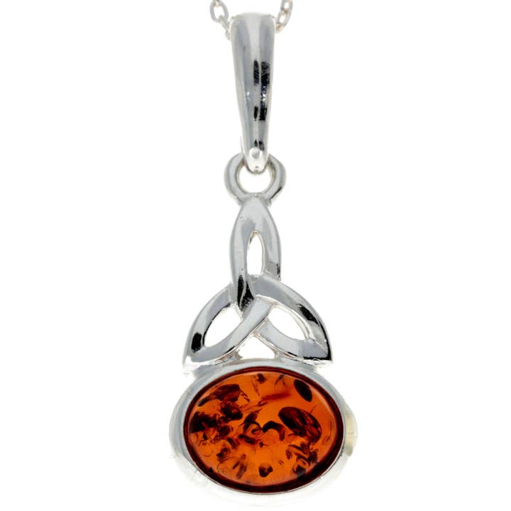 SilverAmber Jewellery - Wholesale Individual charm/pendant - 925 Sterling Silver & Baltic Amber Celtic Pendant - 1833