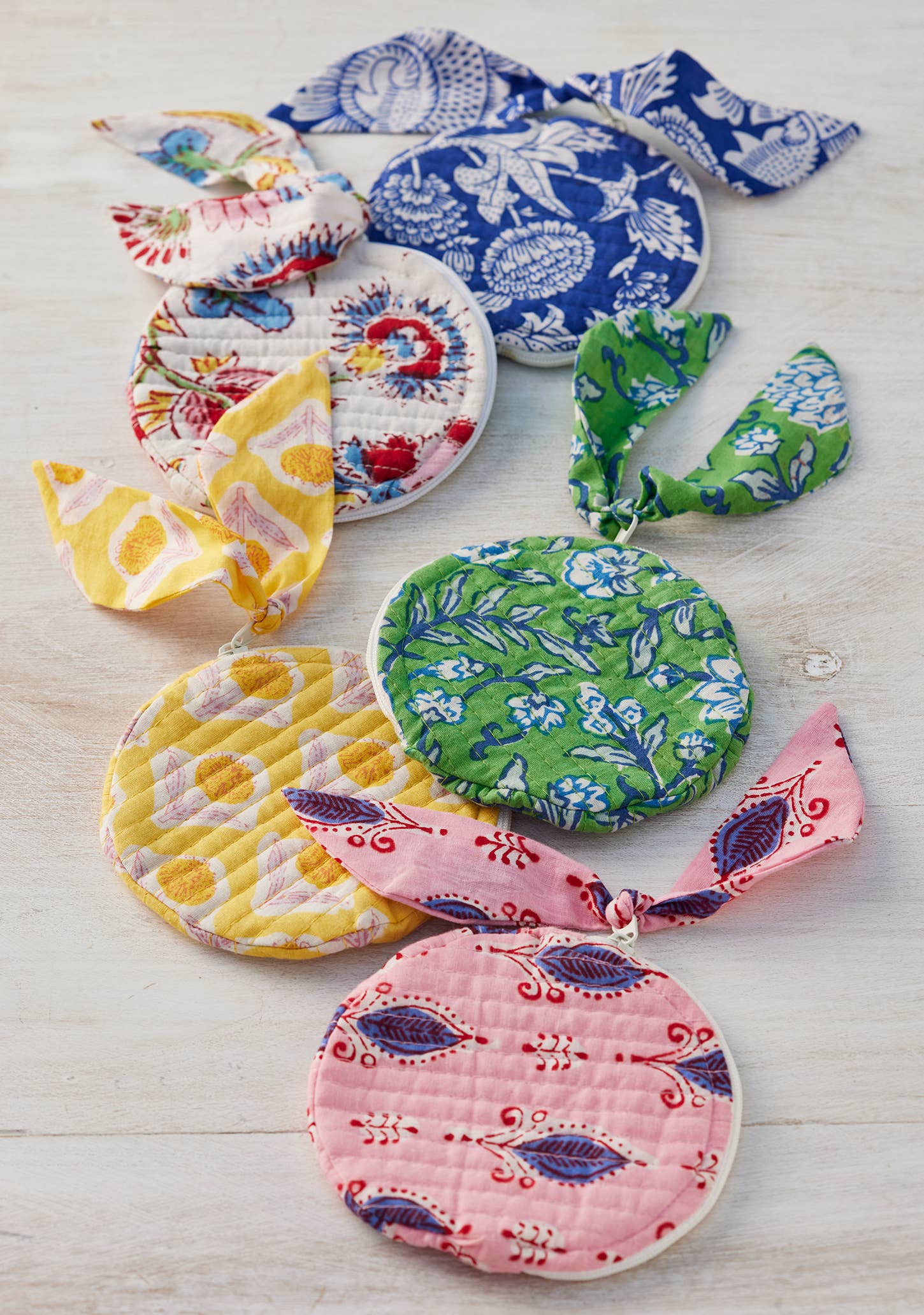 Namaste - Wholesale Coin Purse - Women's - Block Print Round Coin Purse Mixed Prints0