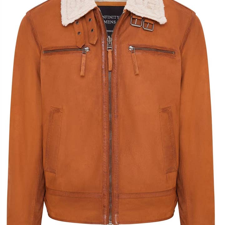 Mens Real Sheep Suede Bomber Aviator Jacket - Sandnes for wholesale by Infinity Leather (Upperclass Fashions Ltd)