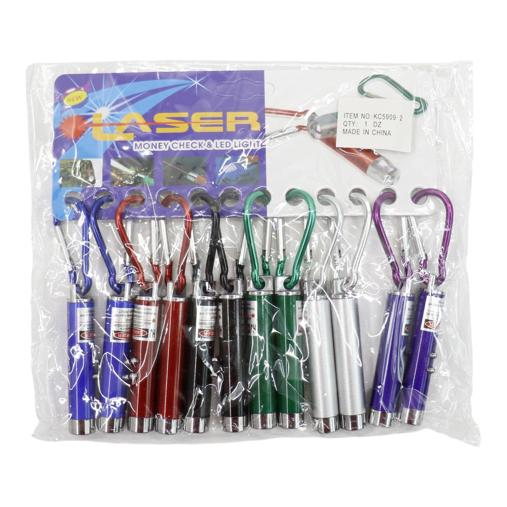 ASSORTED Mini Led Flashlights Laser Key Chain KC5909-2 (12PC) for wholesale on Faire4