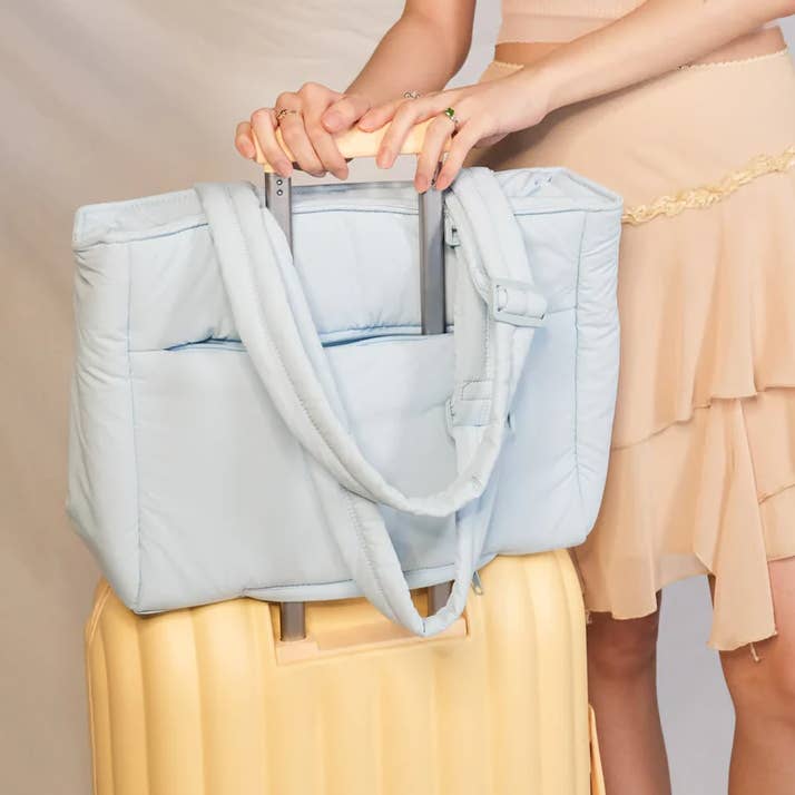 Sky Blue Laptop Tote Puffy Water Resistant Work Shoulder Bag for wholesale by Dous