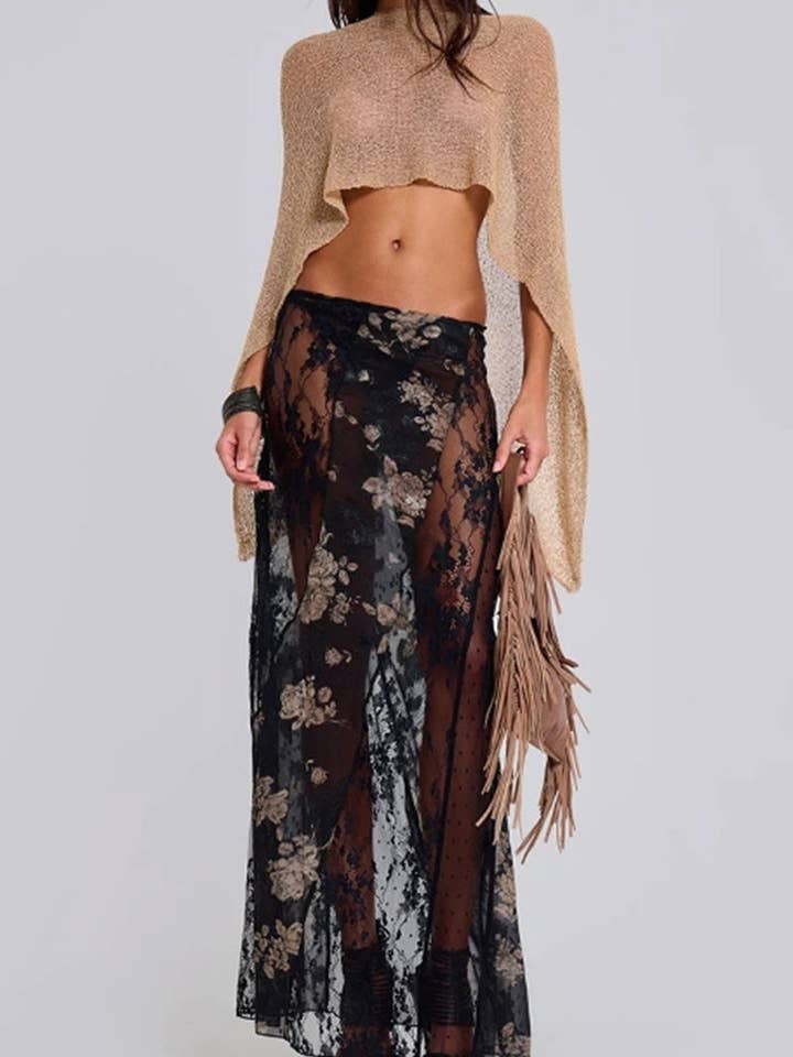Floral Sheer Maxi Skirt for wholesale by Mccolin