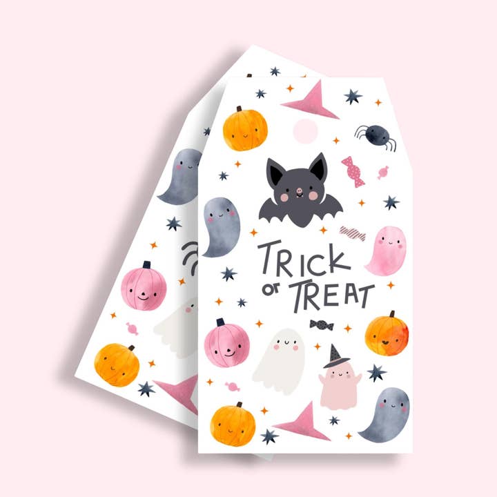 Trick or Treat Halloween Boo Basket Tag | Happy Halloween Gift Tag | Spooky Season Tag | BOO Basket Gift Tag | Set of 10 Double Sided for wholesale by Paper Giggles