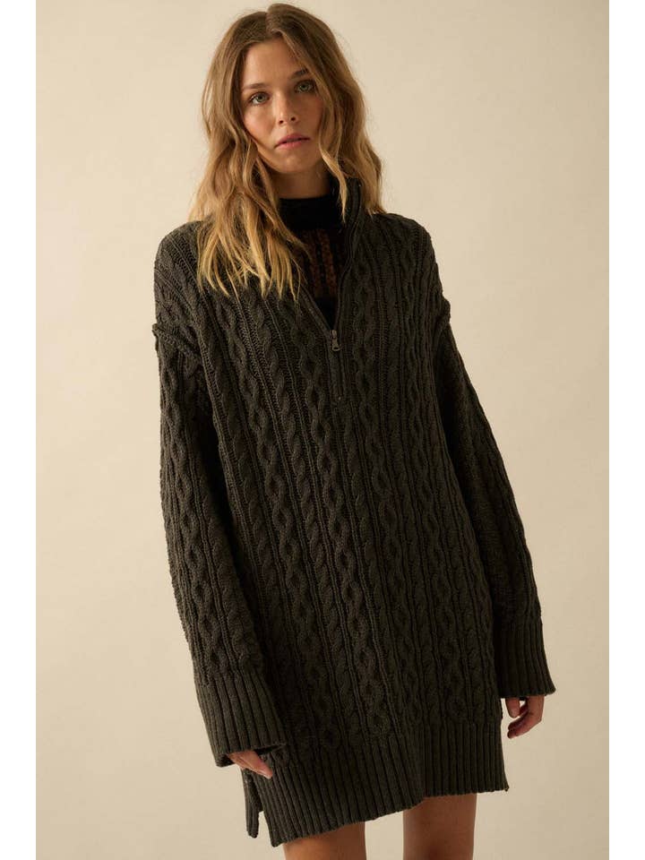 Promesa USA - Wholesale Dress - Women's - Cable-Knit Long Sleeve Mini Sweater Dress2