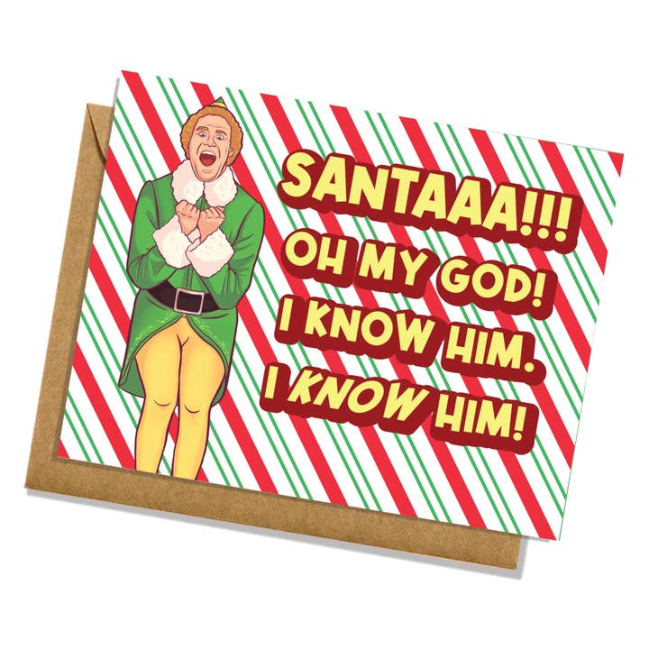 „WEIHNACHTSMANN! Ich kenne ihn!“ Elf Movie Urlaubskarte für den Großhandel von Lucky Mfg. Co.