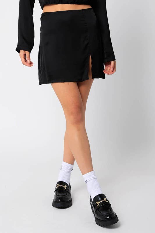 Olivaceous – Saia - Mulher por atacado – Mini saia de cetim0