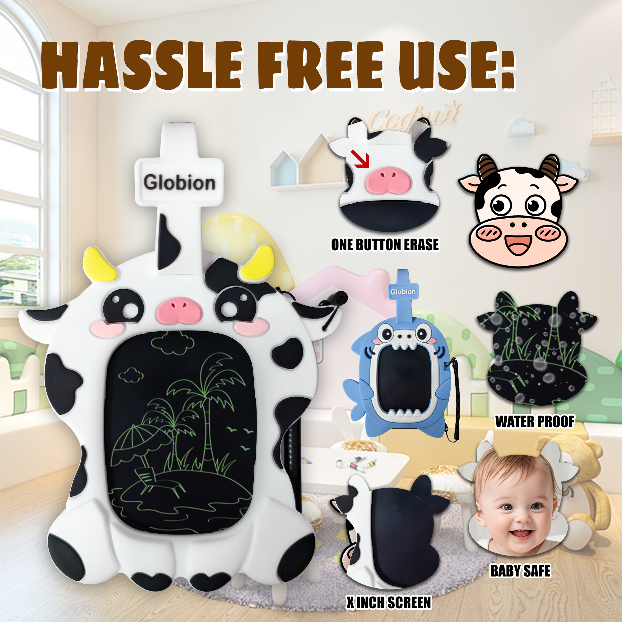 Globion - Wholesale Toy Plane - Kids - Kids Doodle Pad - Animal series - BABY COW & BABY SHARK4