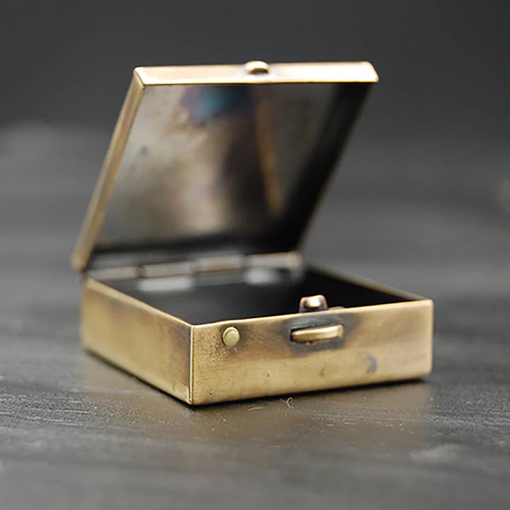 Metal Cloth & Wood - Wholesale Decorative Box - 1.25" Brass Pillbox or Trinket Box