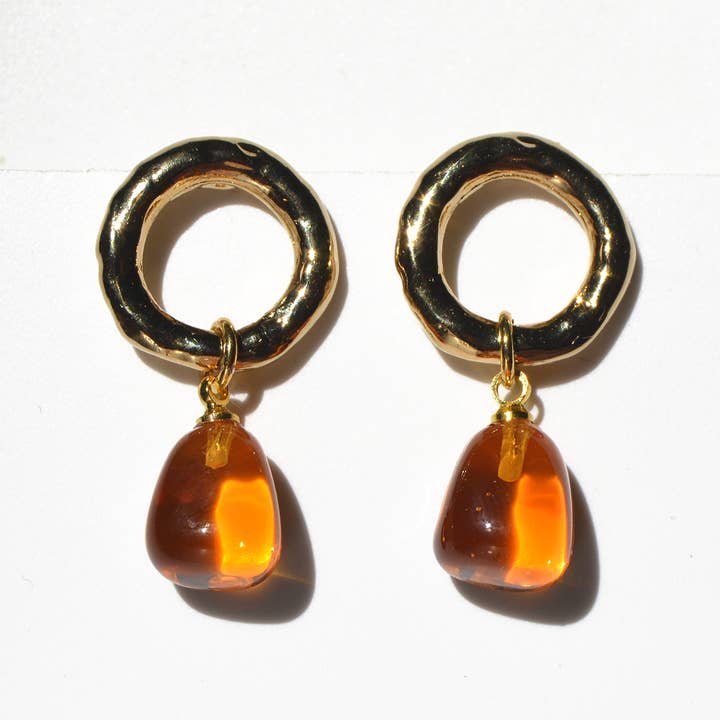 Chama Navarro – Brincos de argola por atacado – Brincos médios LALETI com argola e vidro de Murano3