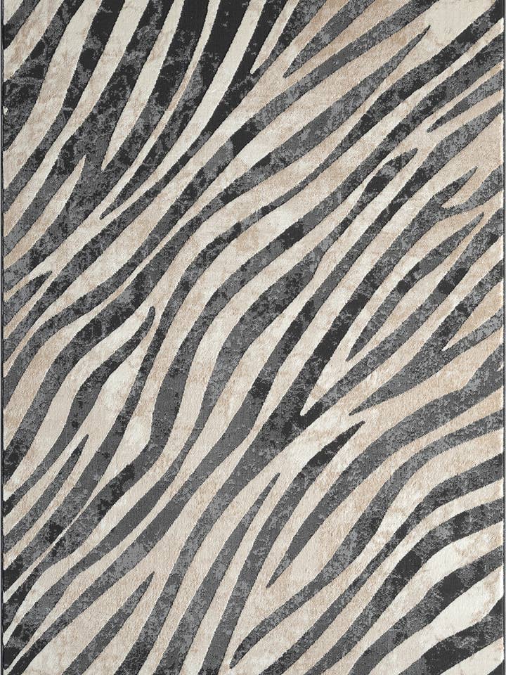 Abani Rugs TER160A Beige Black Diagonal Zebra Pattern Rug for wholesale by Abani Rugs