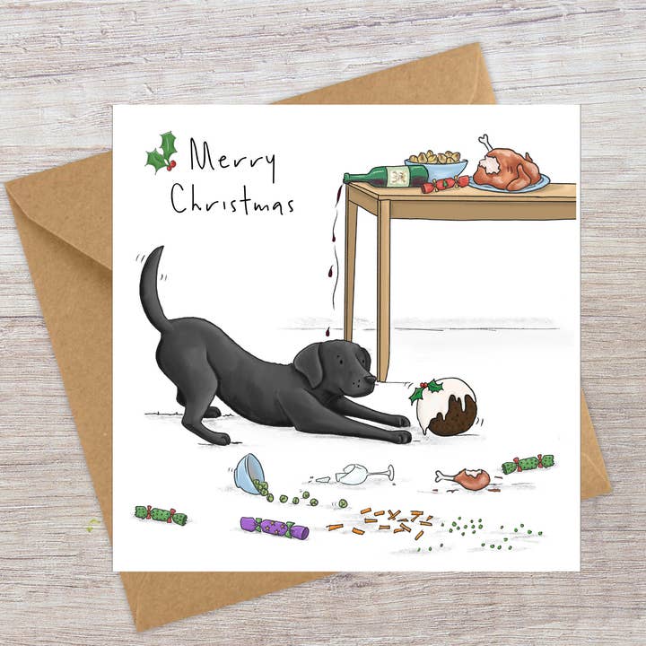 Dîner de chiens ! - Carte de Noël pour la vente par Lucy Driver Illustration