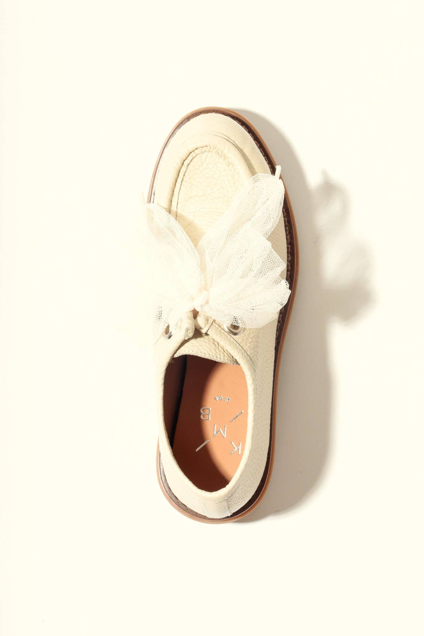 KMB Shoes - Vente Ballerines – femme - ODDA LATTE - Chaussures Wallabee à semelle épaisse avec lacets en tulle3